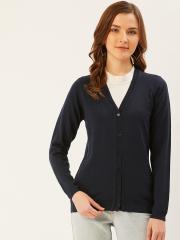 Monte Carlo Women Navy Blue Solid Cardigan