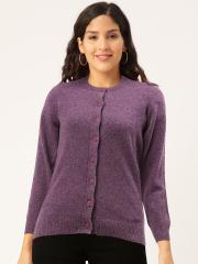 Monte Carlo Women Purple Solid Cardigan Sweater