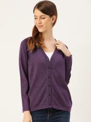 Monte Carlo Women Purple Solid Cardigan Sweater