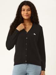 Monte Carlo Women Black Solid Cardigan Sweater