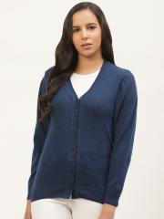 Monte Carlo Women Navy Blue Solid Cardigan