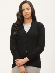 Monte Carlo Women Black Solid Cardigan Sweater