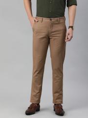 Louis Philippe Sport Men Khaki Printed Super Slim Fit Regular Trousers