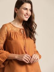 all about you Women Brown Solid Top