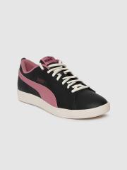 Puma Women Black Smash Leather Sneakers