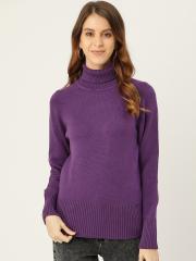 Madame Women Purple Solid Pullover Sweater