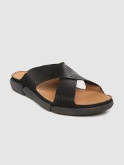 Clarks Men Black Leather Comfort Sandals