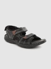 Clarks Men Black Leather Comfort Sandals