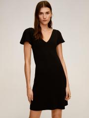 MANGO Women Black Solid Sheath Dress