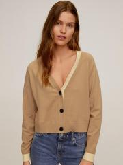 MANGO Women Beige Solid Cardigan Sweater