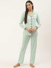 Sweet Dreams Women Green Solid Night suit