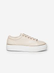 DOROTHY PERKINS Women Beige Solid Flatform Sneakers