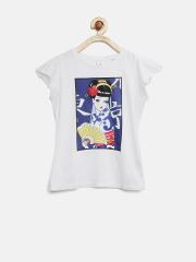 Allen Solly Junior Girls White Printed T-shirt