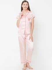 Sweet Dreams Women Pink Solid Night suit