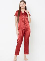 Sweet Dreams Women Red Solid Night suit