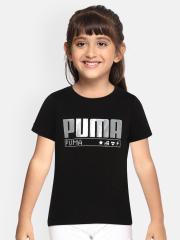 Puma Girls Black Printed Round Neck Alpha T-shirt