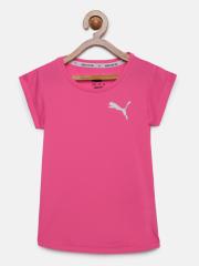 Puma Girls Pink Solid Round Neck T-shirt