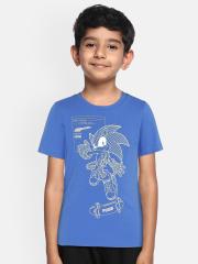 Puma Boys Blue Printed Round Neck T-shirt