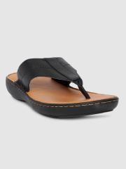 Arrow Men Black Leather Sandals