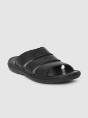 Arrow Men Black Leather Sandals