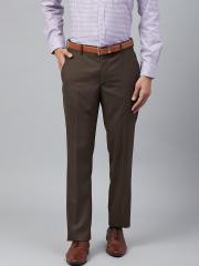 Louis Philippe Men Brown Slim Fit Self Design Formal Trousers