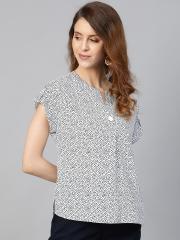 DOROTHY PERKINS Women White & Black Printed Top