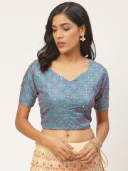 Shaily Women Blue & Pink Embellished Saree Blouse