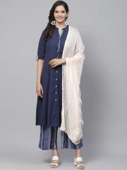 Biba White Solid Dupatta