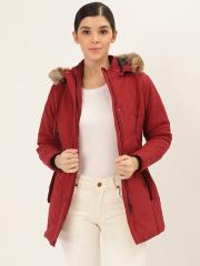 Okane Women Red Solid Parka Jacket