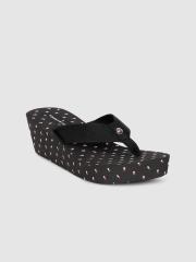 Tommy Hilfiger Women Black Printed Wedges