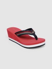 Tommy Hilfiger Women Red Striped Wedge Sandals