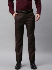 Raymond Men Brown Slim Fit Self Design Formal Trousers