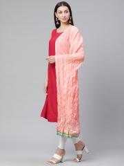 Biba Women Pink Solid Cotton Dupatta