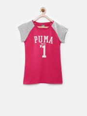 PUMA Girls Pink Printed DryCELL Athletics T-shirt