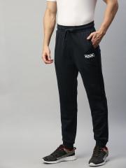 French Connection Men Navy Blue Solid Slim Fit Joggers with Print Detail