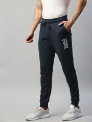 French Connection Men Navy Blue Solid Slim Fit Joggers with Print Detail