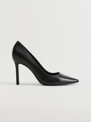 MANGO Women Black Solid Leather Stiletto Pumps