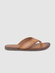 Roadster Men Tan Brown Solid Comfort Sandals with Laser Cut Detail