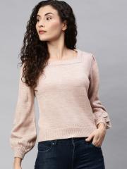 ONLY Women Pink Solid Pullover Sweater