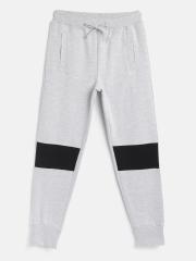 YK Boys Grey Melange Colourblocked Joggers