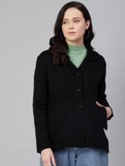 Cayman Women Black Solid Cardigan Sweater