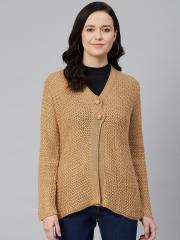 Cayman Women Beige Self Design Cardigan