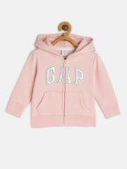 GAP Girls Pink Solid Hooded Sweatshirt