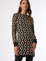 DOROTHY PERKINS Women Black & Beige Printed Tunic