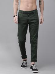 Roadster Men Olive Green Slim Fit Solid Chinos