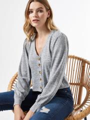 DOROTHY PERKINS Women Grey Melange Solid Cardigan Sweater