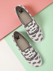 Kook N Keech Women Grey & Black Printed Sneakers