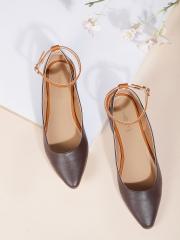 DressBerry Women Coffee Brown Colourblocked Ballerinas