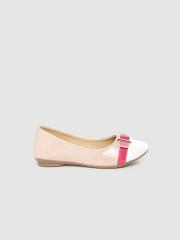 YK Girls Pink & White Colourblocked Ballerinas with Buckle Detail