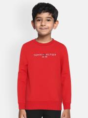 Tommy Hilfiger Boys Red Printed Sweatshirt